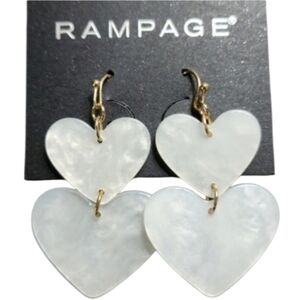 Rampage Goldtone White Heart Dangle Earrings